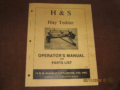 H & s hay tedder operators manual & parts list 1986