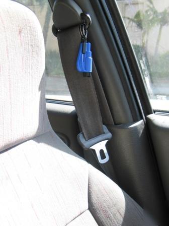 Resqme seatbelt cutter window punch escape tool blue