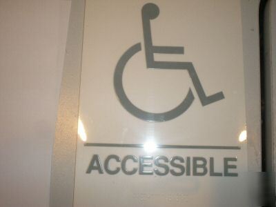 Ada white handicap accessible braille/symbol/text sign