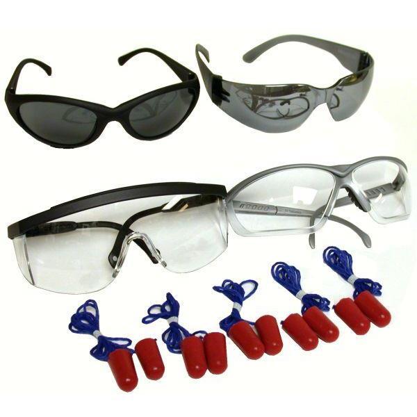 4 shooting safety hunting glasses & 10 foam ear plugs