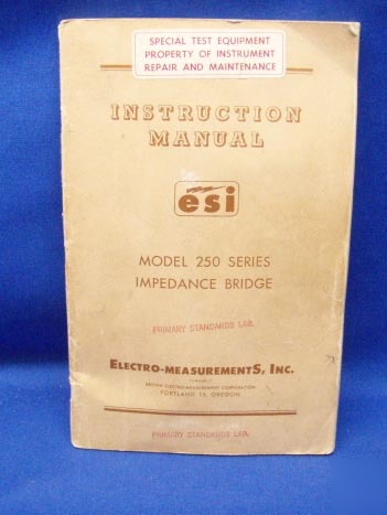 Esi model 250 series instruction manual