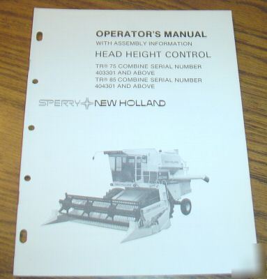 New holland TR75-85 combine head operator's manual