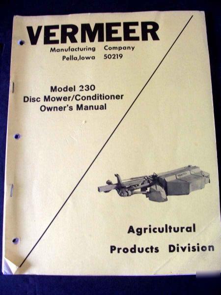 Vermeer 230 disc mower conditioner operators manual