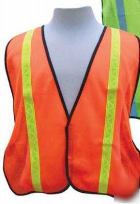Orange safety vest with reflective stripes, lot of 10