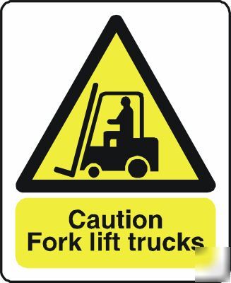 Large metal safety sign caution fork lift trucks 1446