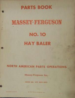 1962 massey ferguson 10 baler parts manual
