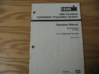 Case 1680 combine hydrostatic system operators manual