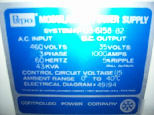 Hardcoat anodize rectifier c.c. 36 volt,1000AMP