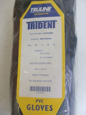 Pkg of 12 truline trident heavy duty pvc gloves