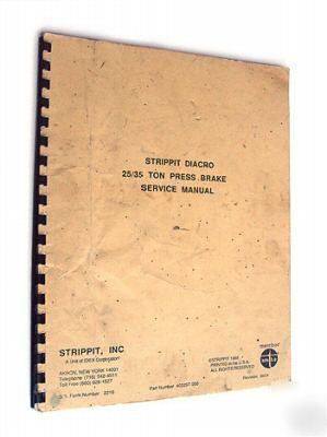 Strippit diacro 25-35 ton press brake service manual