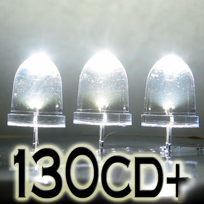 White led set of 50 super bright 10MM 130000MCD+ f/r