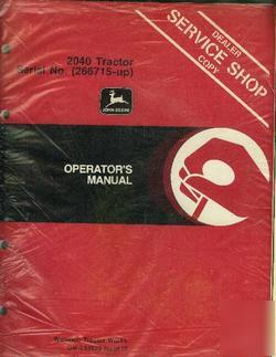 John deere operators manual for 2040 tractor tractors m