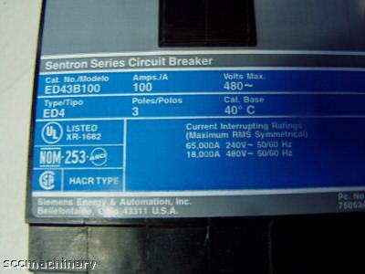 New siemens 100A circuit breaker m/n: ED43B100 - 