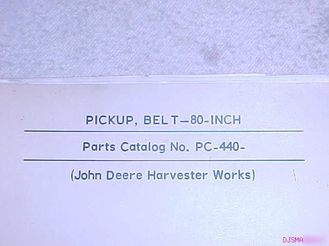 John deere 80 inch pickup belt parts catalog