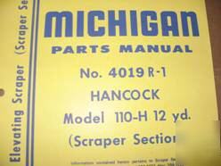 Michigan hancock 110-h parts manual, elevating scraper