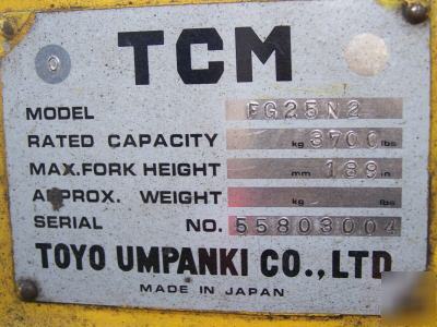 Tcm FG25N2 forklift 3,700LB capacity good condition