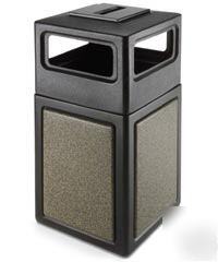38 gl ash trash receptacle stonetec - black w/ aspen