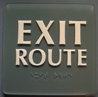 Ada exit route sign braille sage green 5.75