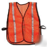 High visibility mesh vest, orange w/sliver, 2 sizes 