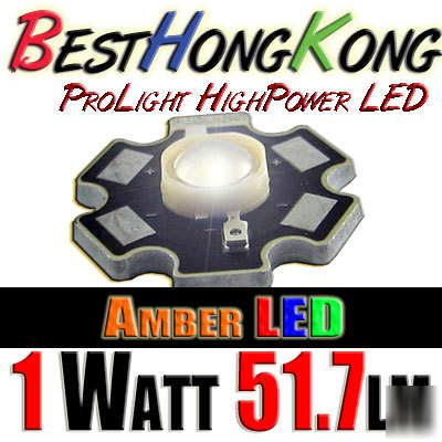 High power led set of 50 prolight 1W amber 51.7 lumen