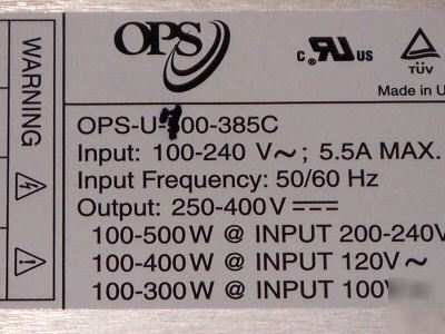 New ops u-700-385C dc power supply 250V to 400V output 