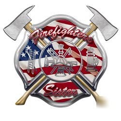 Firefighters sister decal reflective 2