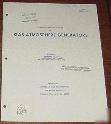 Ansi/aga standard gas atmosphere generators