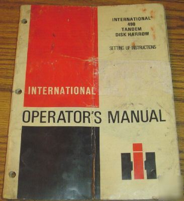 Ih 490 tandem disk haroow operator's manual book