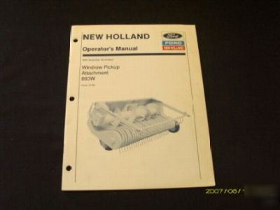 New holland 890W windrow attach operator manual