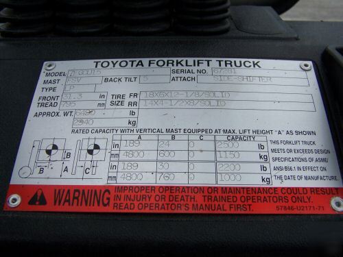 Toyota 3,000 lb capacity forklift truck