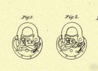 Padlock 1862 us patent art PRINT_L096