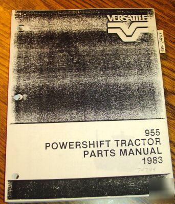 1983 vesatile 955 tractor parts catalog manual book