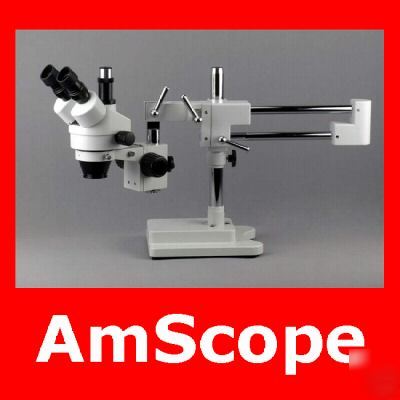 3.5X-90X trinocular zoom microscope + boom stand