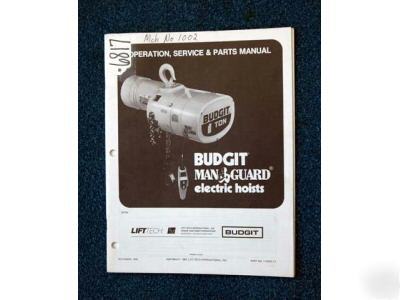 Budgit oper/serv/part manual man guard electric hoists