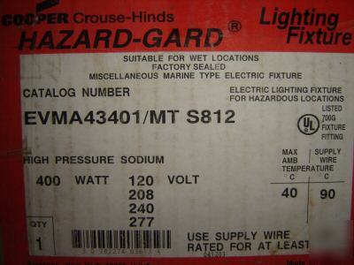 Cooper crouse-hinds hazard-gard 400 watt light fixture
