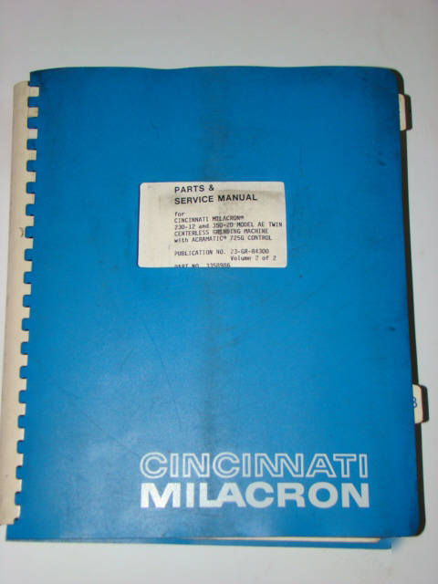 Cincinnati milacron 230-12 parts service manual V880