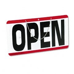 Reversible open/closed sign with 