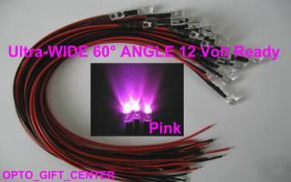 20PCS 12V wired 5MM pink led wide view for car,bike,