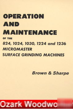 Brown & sharpe micromaster grinder operator's manual