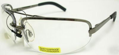 Factor gunmetal frame safety glasses clear avis