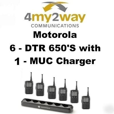 Motorola six (6) DTR650's digital radios w/ 6 unit muc