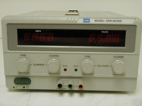 Gw dc power supply model; gpr-6030D 0-60V-0-3A