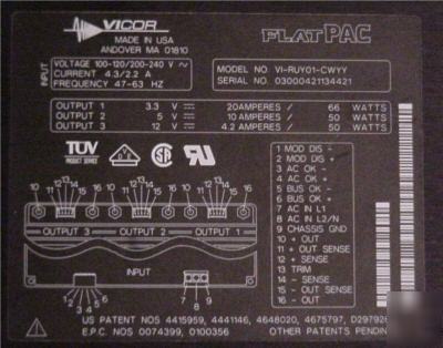 Vicor flatpac 12 volt / 20 amp low-profile power supply