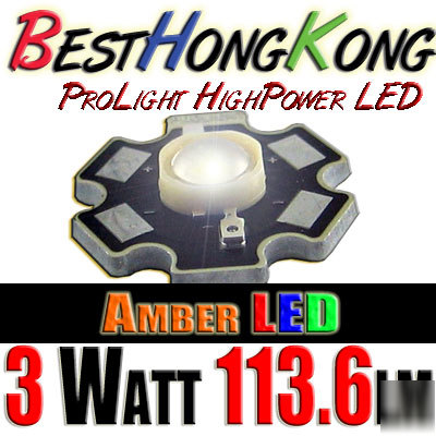High power led set of 50 prolight 3W amber 113.6LM
