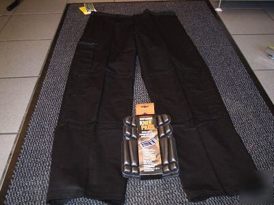 Buildtex black knee pad trousers + knee pads 32IN 80CM