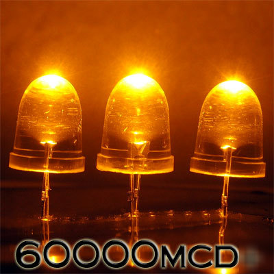 Yellow led set of 1000 super bright 10MM 60000MCD+ f/r