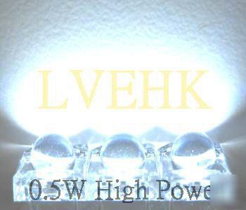 200P 5MM high power 0.5W 6-chip white flux led 50KMCD