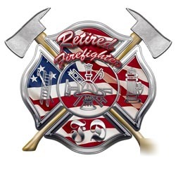 Firefighter retired decal reflective 12