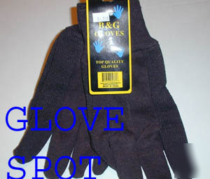 New 24 pairs brown jersey work gloves with dots size l