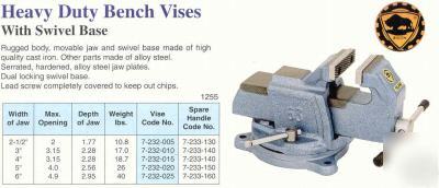 Bison heavy duty bench vise with swivel base 6